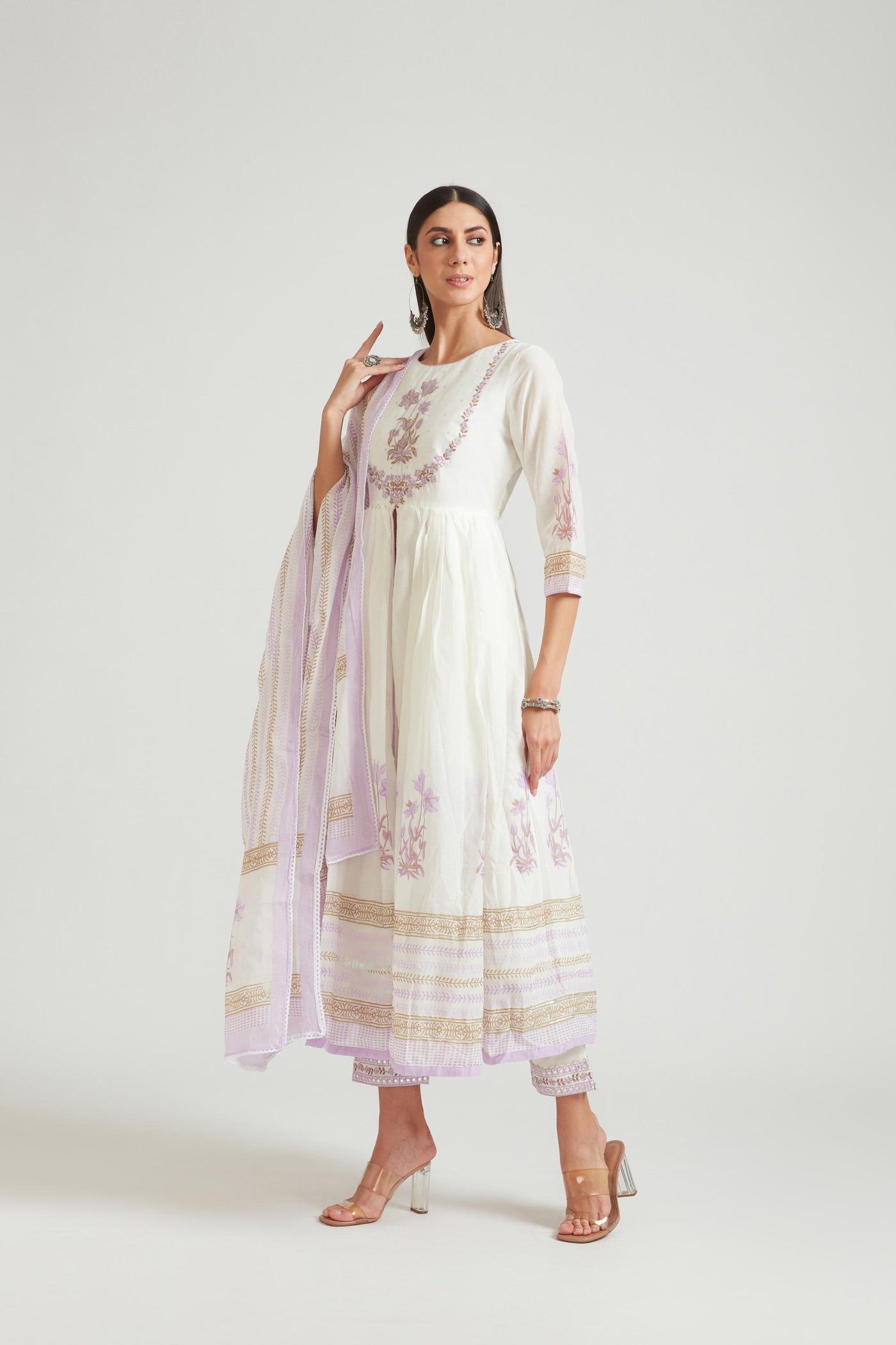 Neeru's Lavender Color Chanderi Fabric Salwar Kameez