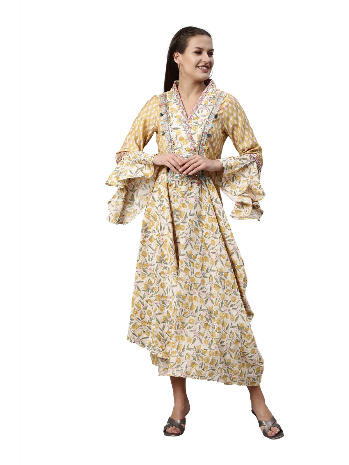 Neeru's Mustard Color Model Fabric Kurta