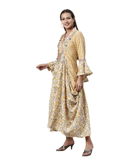 Neeru's Mustard Color Model Fabric Kurta