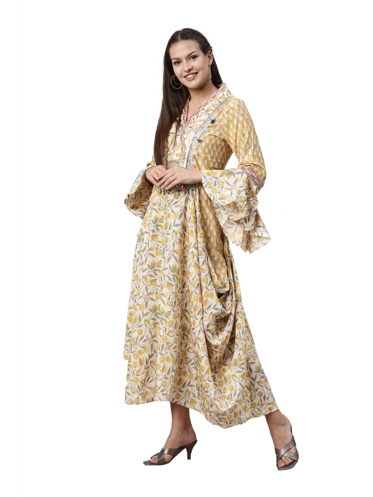 Neeru's Mustard Color Model Fabric Kurta