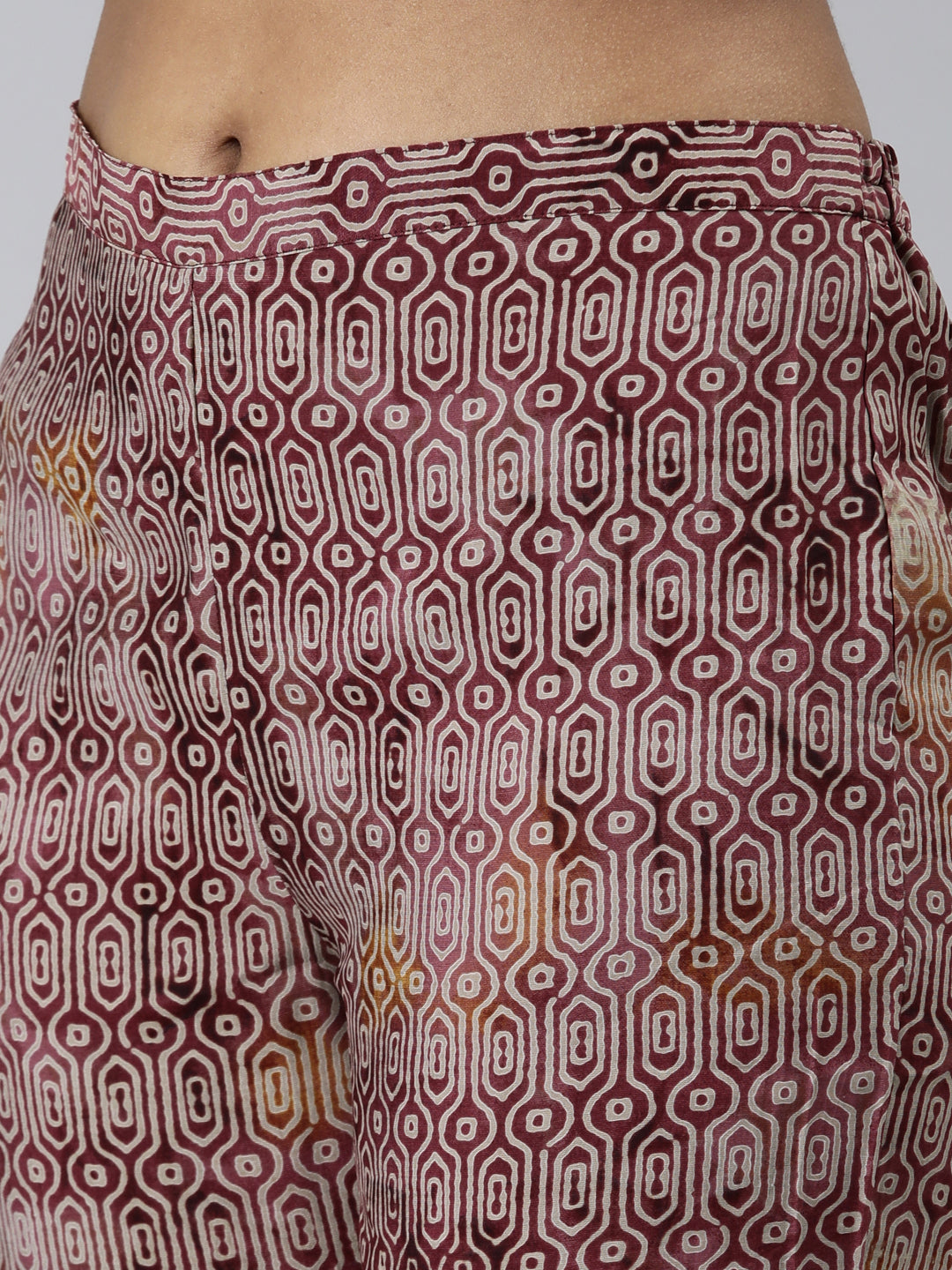 Neeru's Pink Regular Calf Length Printed Kurta Printed Trousers With Dupatta