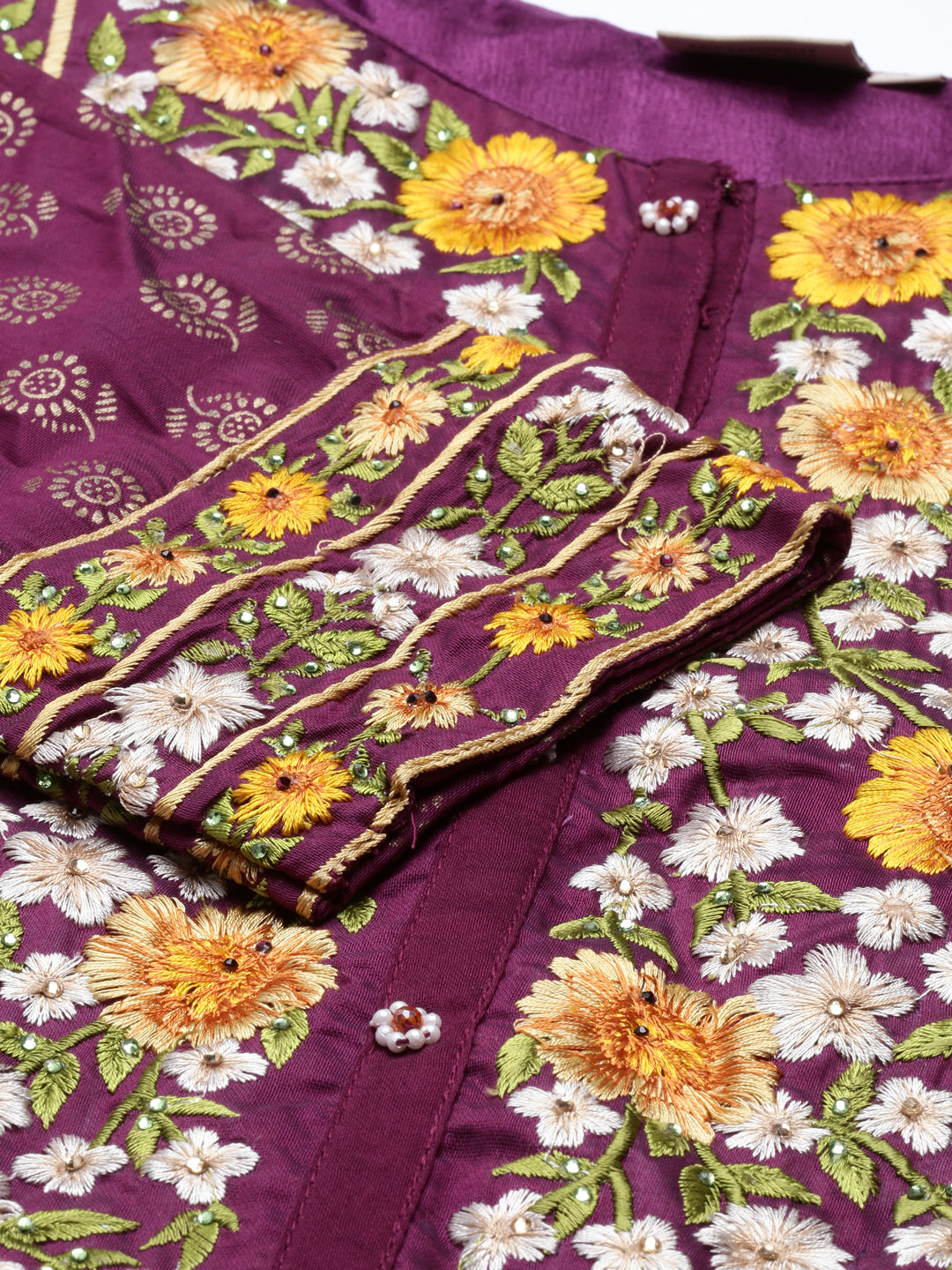 Neeru's Purple Color Chanderi Fabric Kurta Set