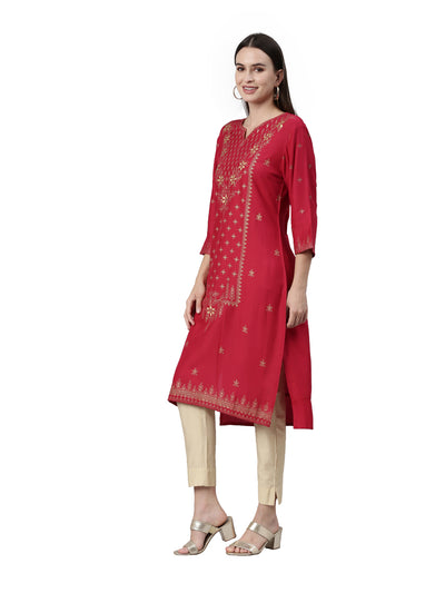 Neeru's Pink Color Rayon Fabric Kurta