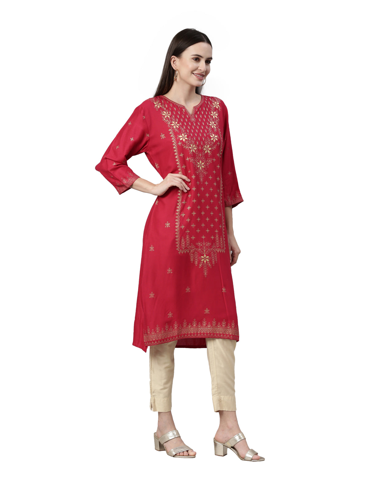 Neeru's Pink Color Rayon Fabric Kurta