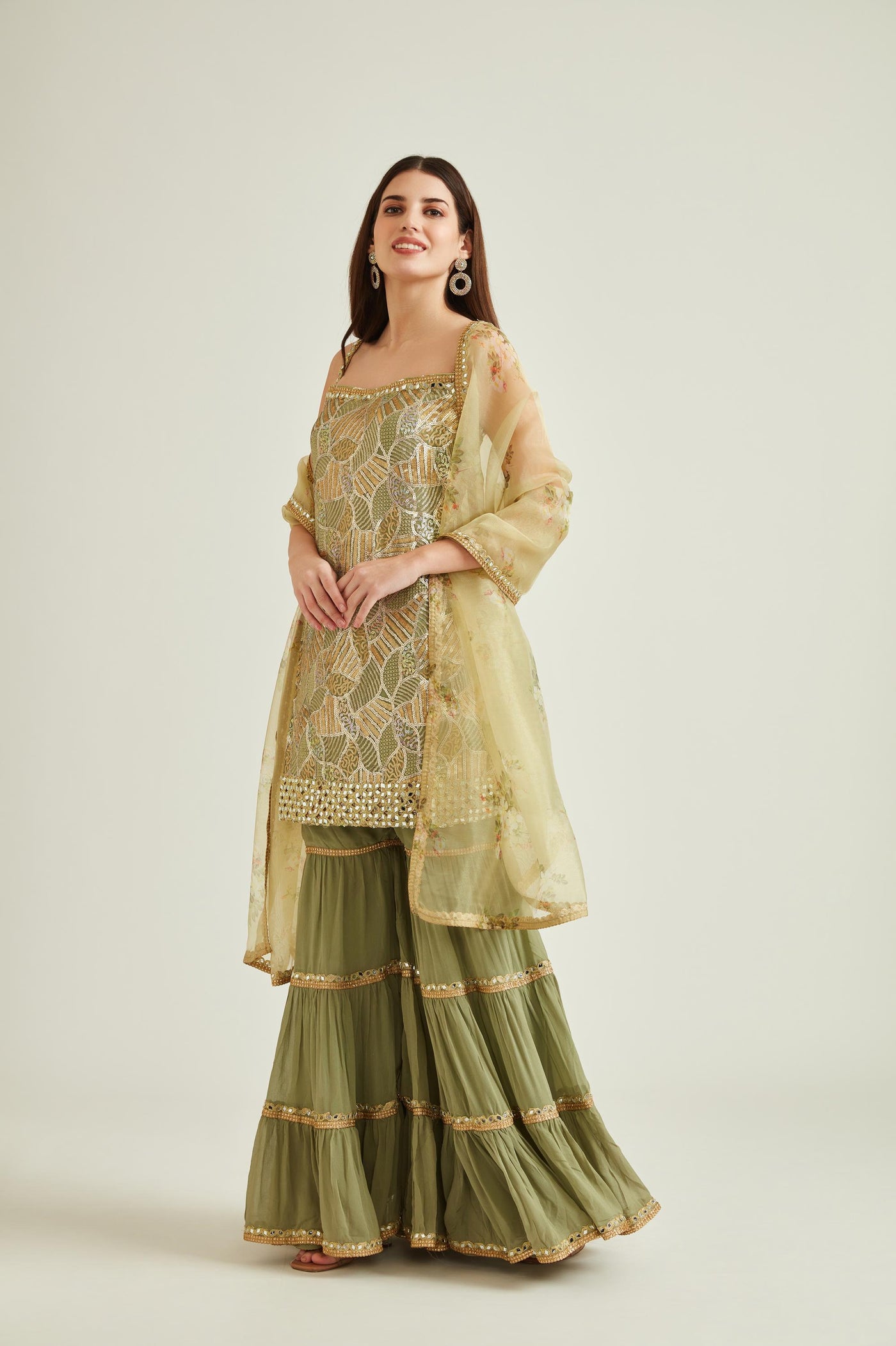 Neeru's Pista Colour Georgette Fabric Prdd