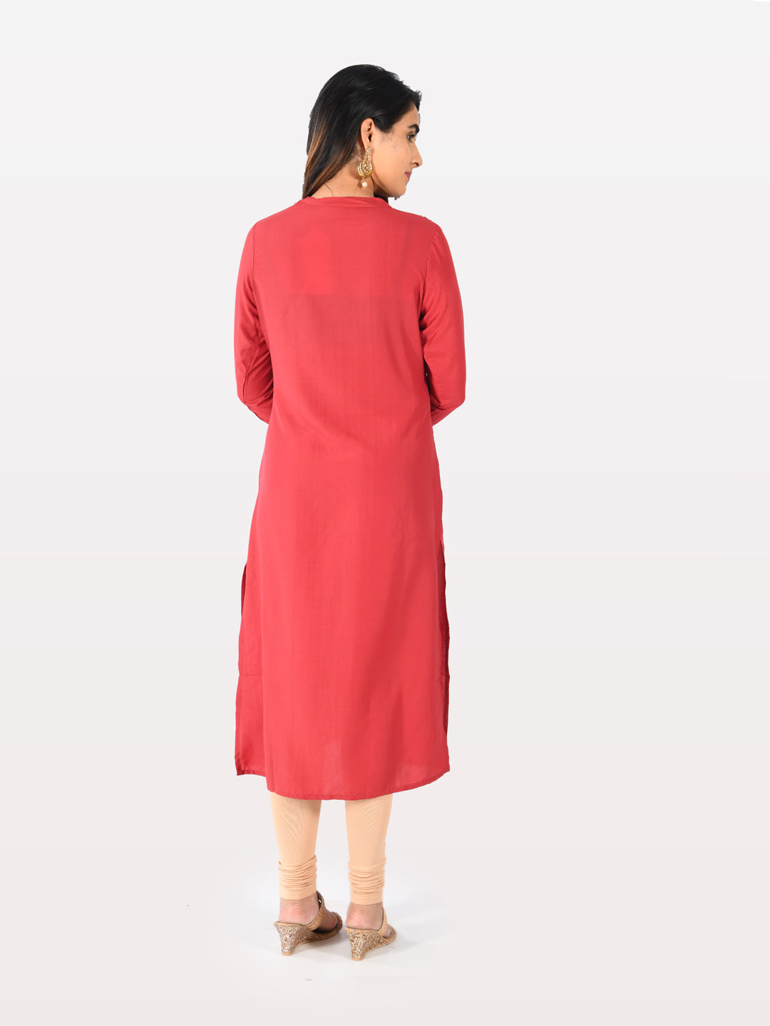 Neeru's Women Red Color Muslin Fabric Tunic