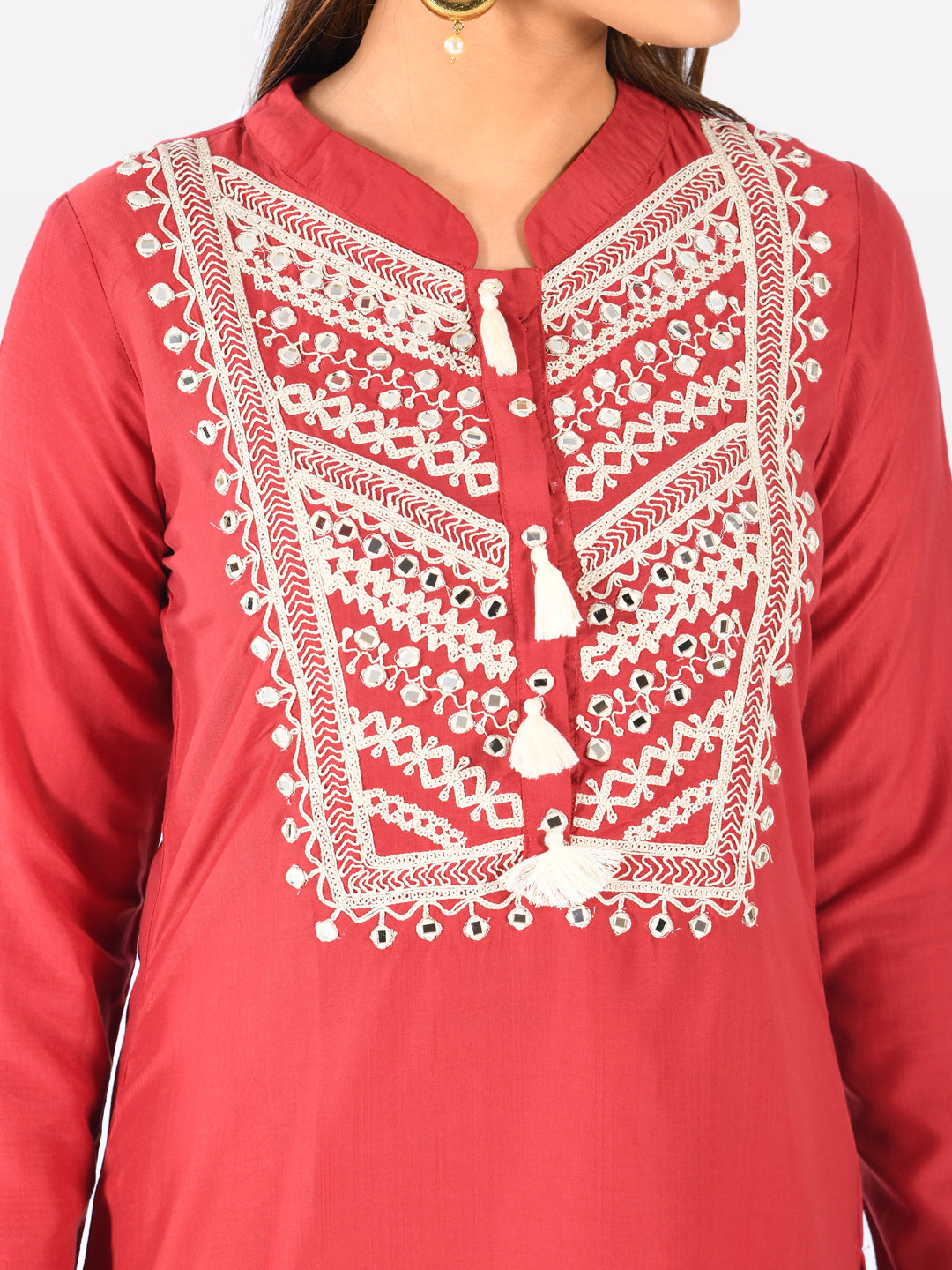 Neeru's Women Red Color Muslin Fabric Tunic