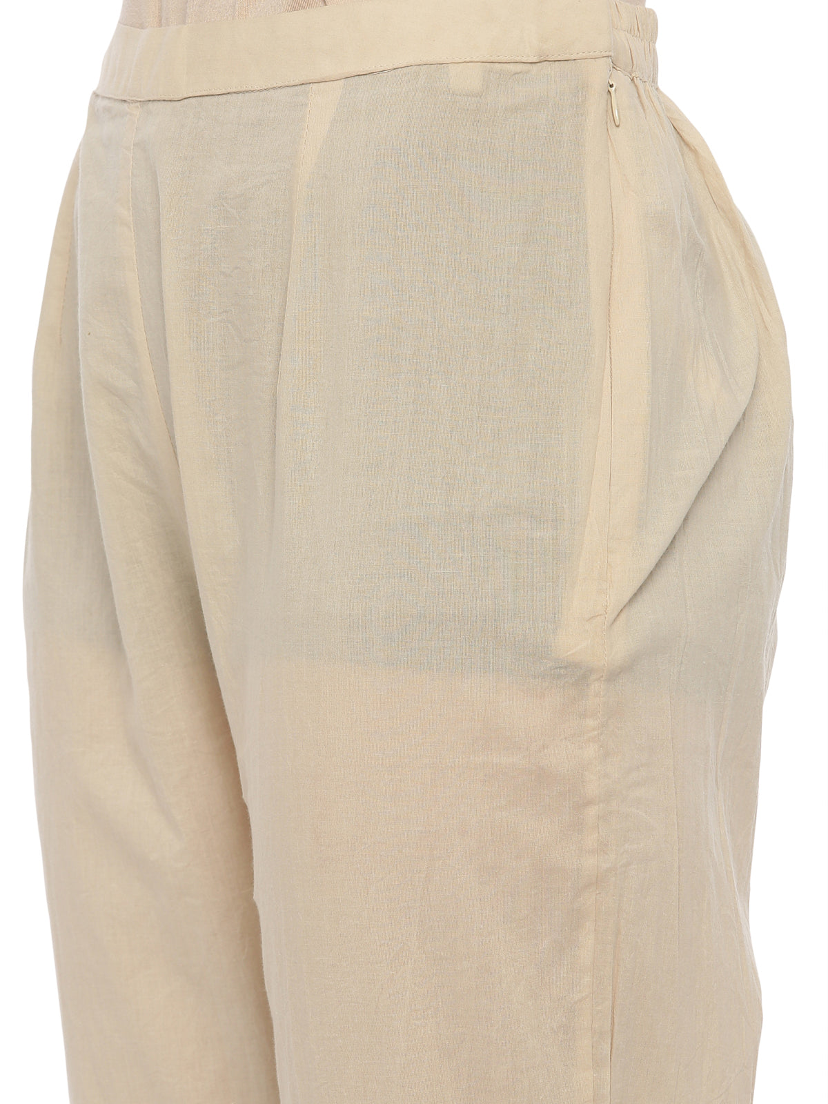 Neeru's Beige Embroidered Kurta With Pant & Dupatta