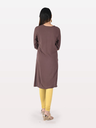 Neeru's Brown Embroidered Straight Kurta