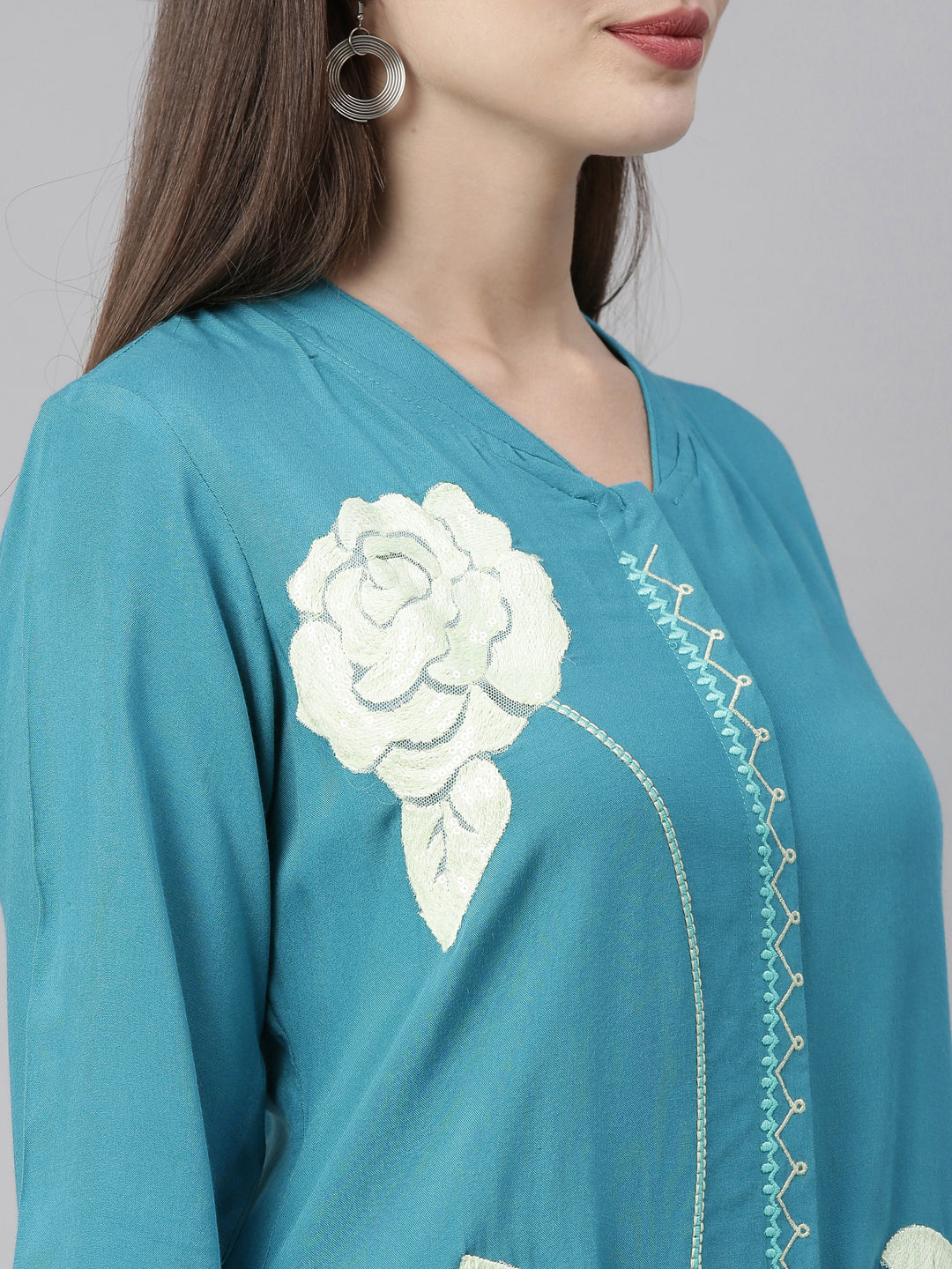 Neeru's Blue Color Rayon Fabric Tunic