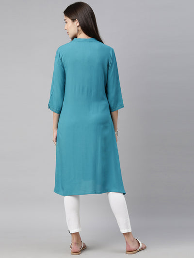 Neeru's Blue Color Rayon Fabric Tunic