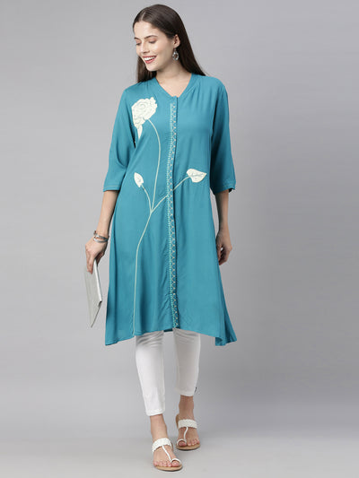 Neeru's Blue Color Rayon Fabric Tunic