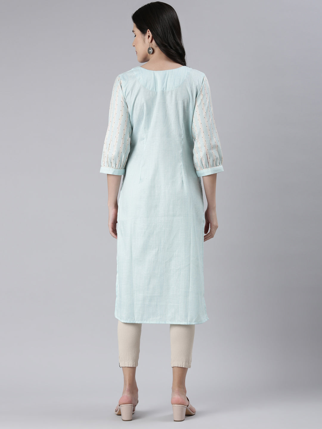 Neeru's Ferozi Straight Embroidered Cotton Kurtas