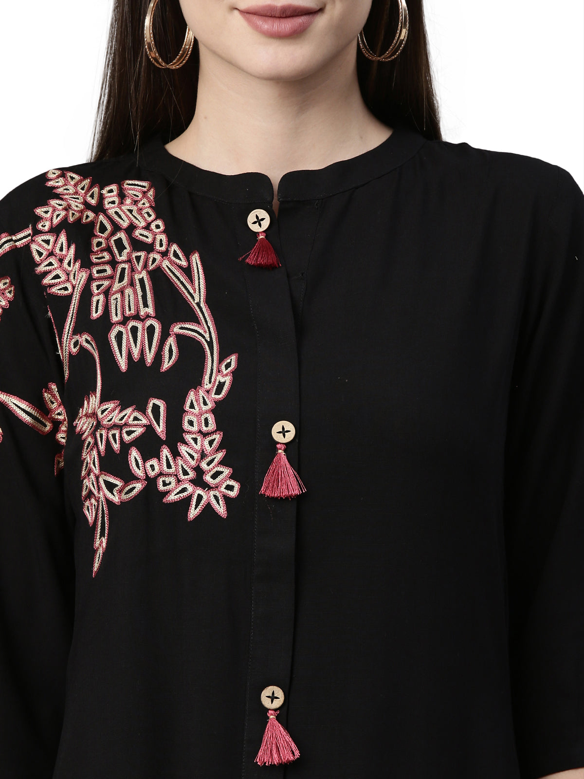 Neeru's Black Color Rayon Fabric Kurta