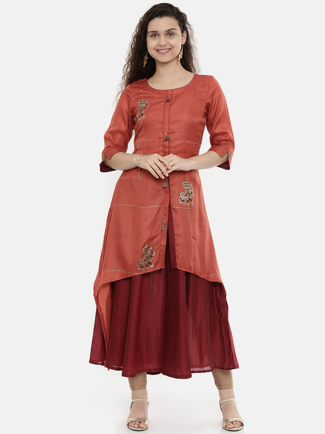 Neeru's Contessa Printed High Low Kurta