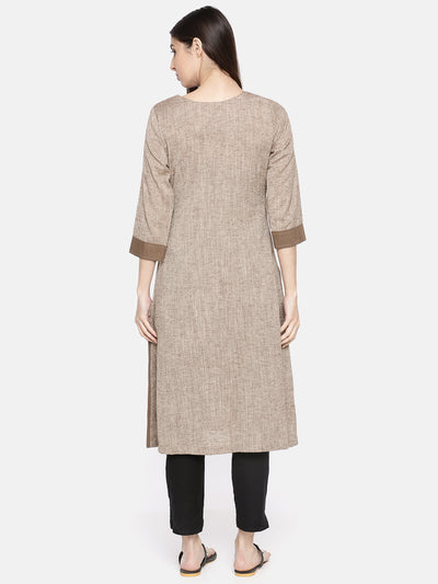 Neeru's Brown Embroidered A Line Kurta