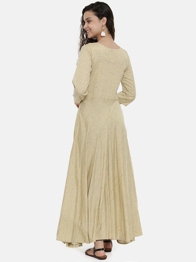 Neeru's Women Beige Embroidered A-Line Kurta