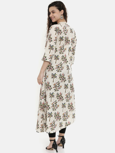 Neeru's Ivory Printed High Low Kurta