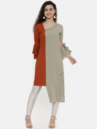 Neeru's Brown High Low Kurta