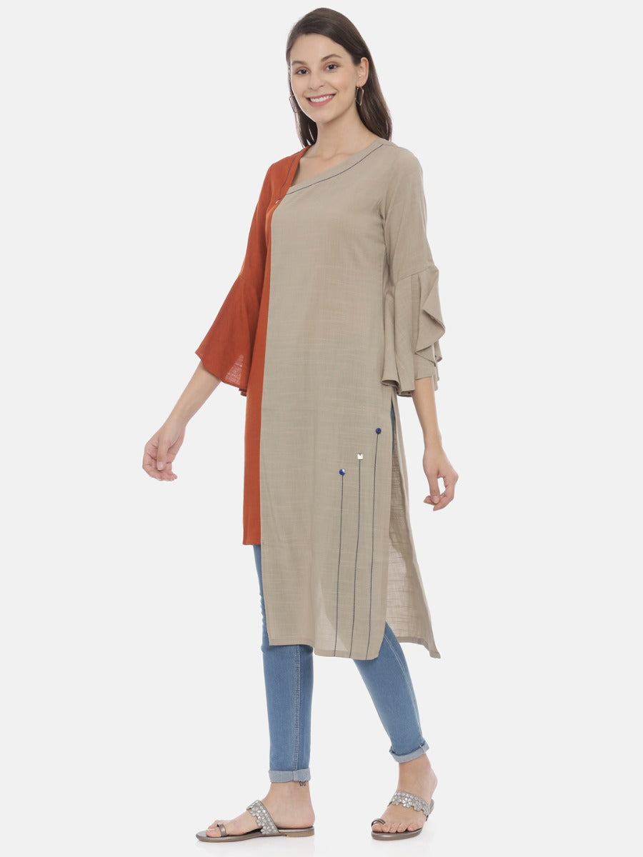 Neeru's Brown High Low Kurta