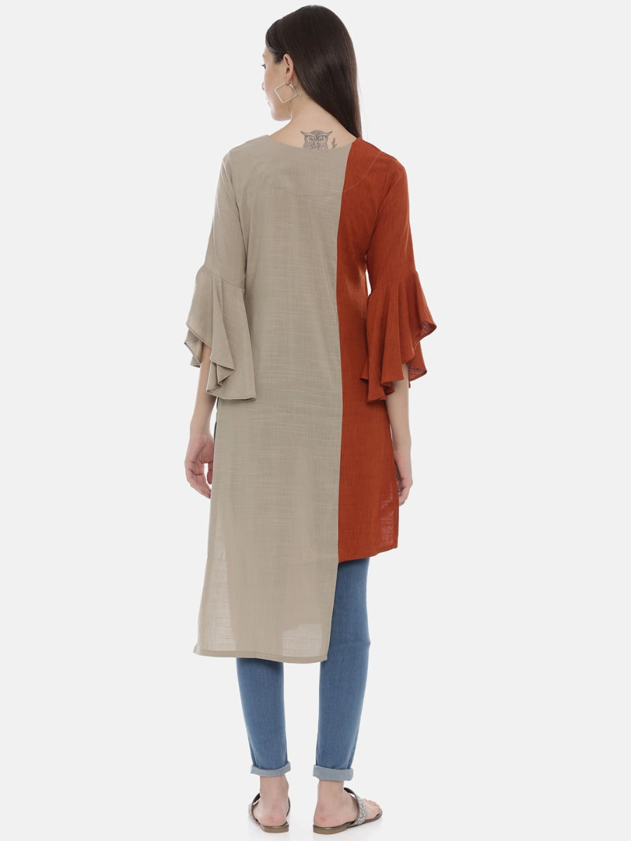 Neeru's Brown High Low Kurta