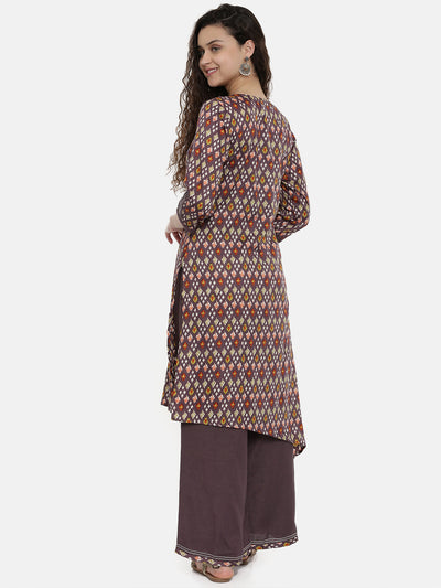 Neeru's Mauve Printed High Low Kurta