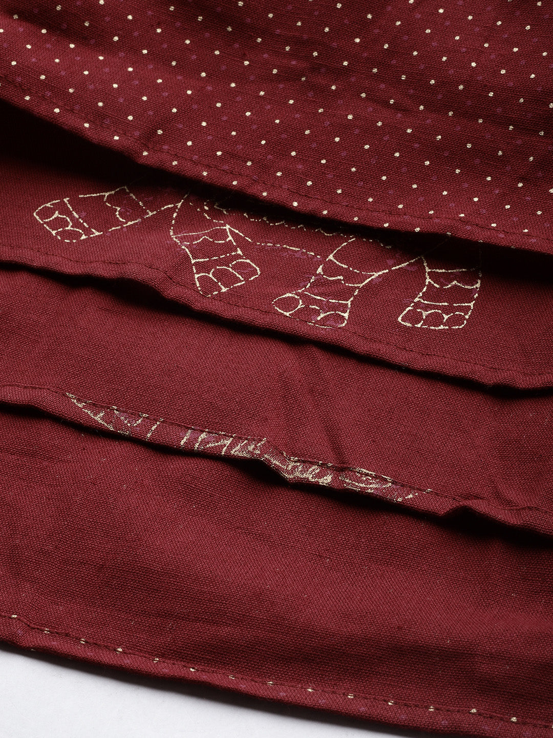 Neeru's Maroon Embroidered Flared Double Layered Kurta