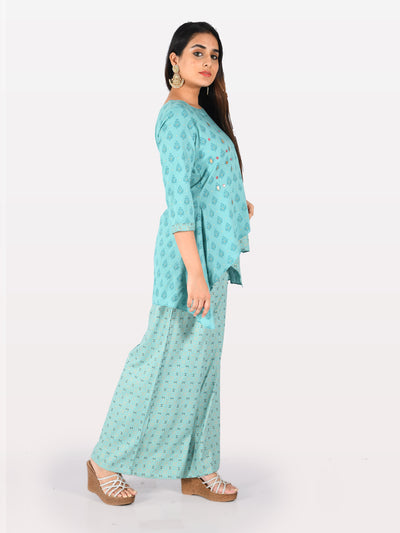 Neeru's Blue Embellished High Low Kurti