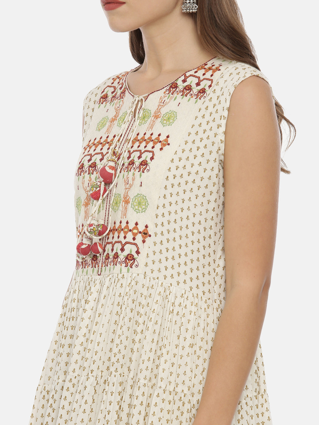 Neeru's White Embroidered Flared Kurta