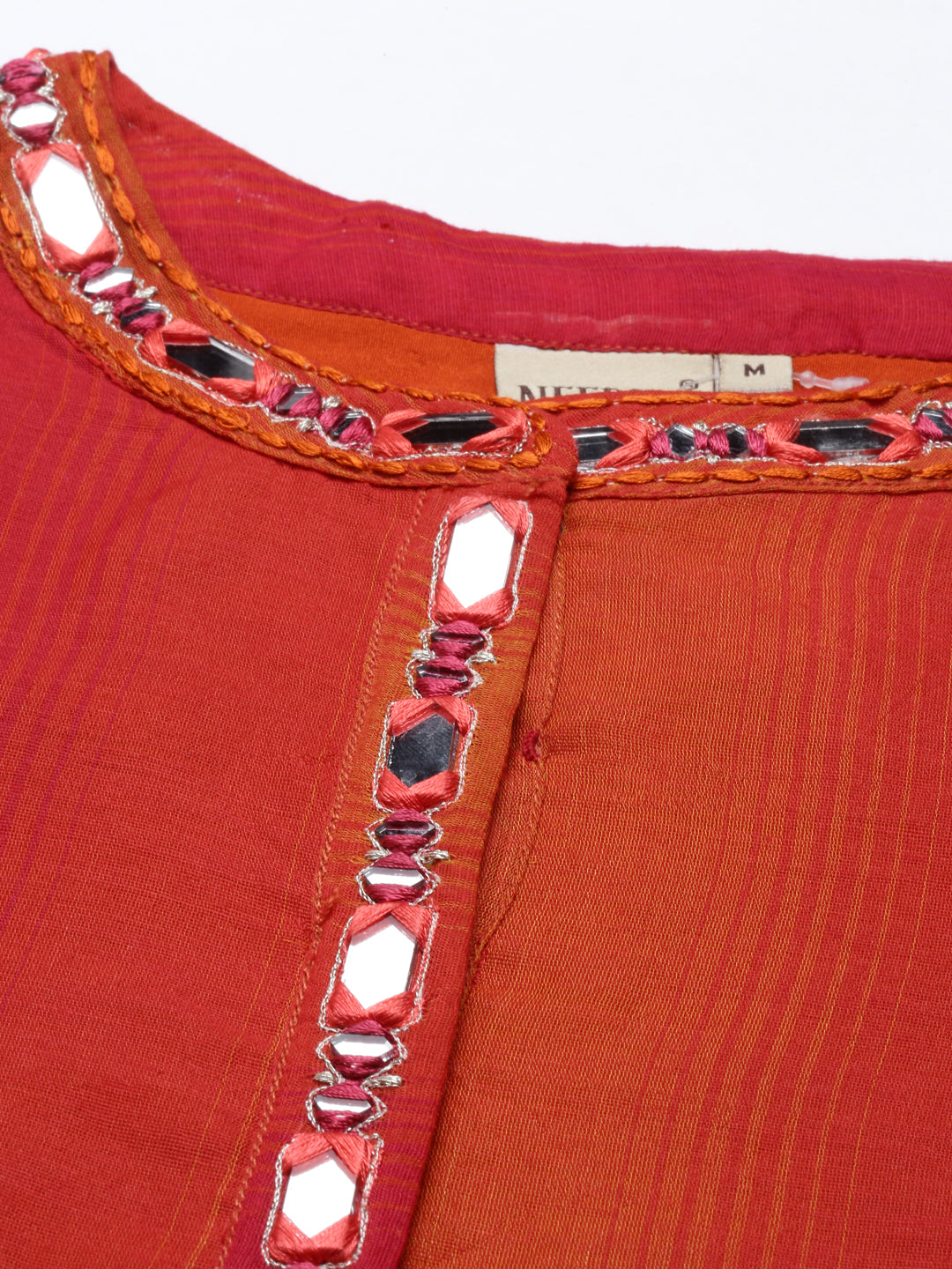 Neeru's Pink Orange Color Chanderi Fabric Tunic Set