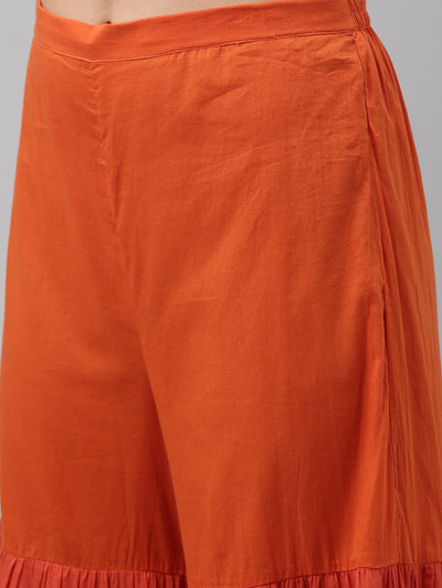 Neeru's Pink Orange Color Chanderi Fabric Tunic Set