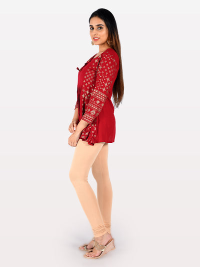 Neeru's Red Printed A Line Kurti