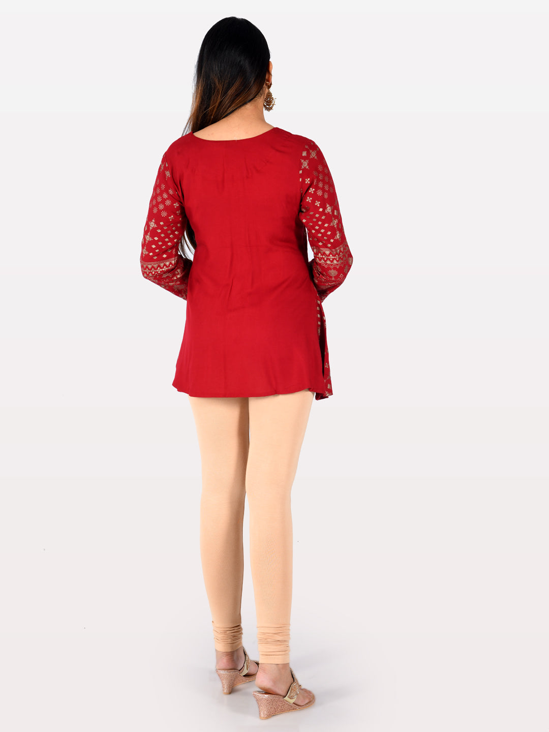 Neeru's Red Printed A Line Kurti