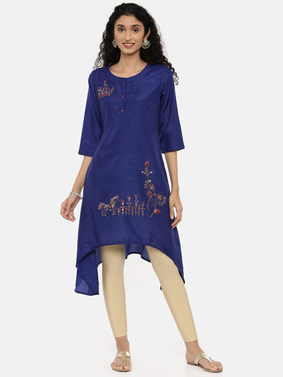 Neeru's Blue Embellished High Low Kurta