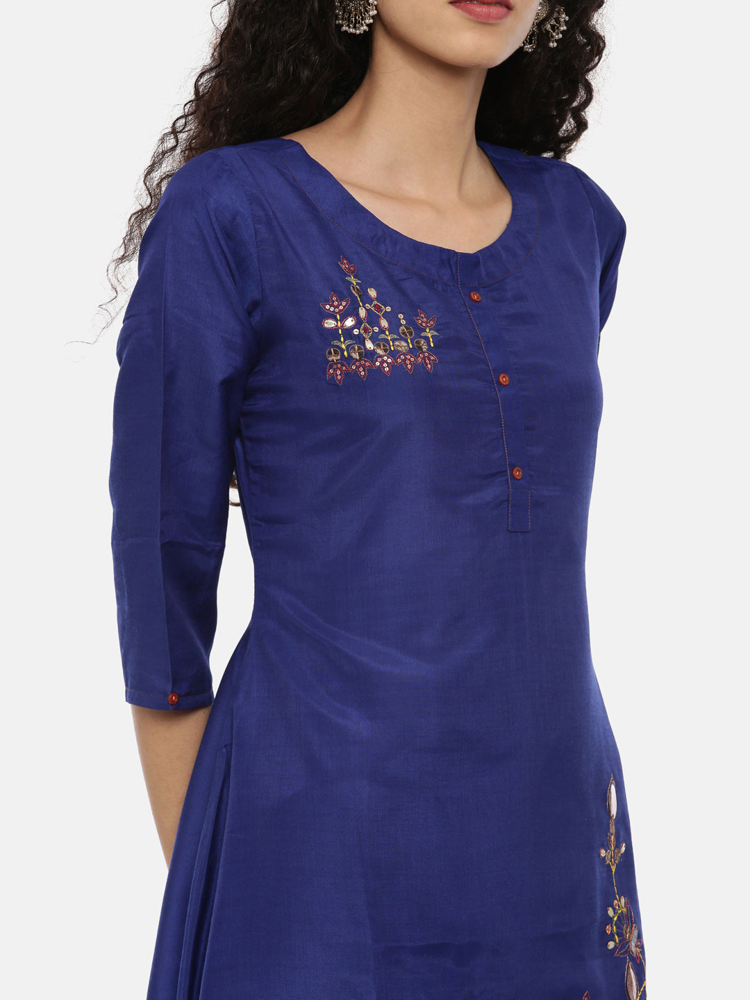 Neeru's Blue Embellished High Low Kurta