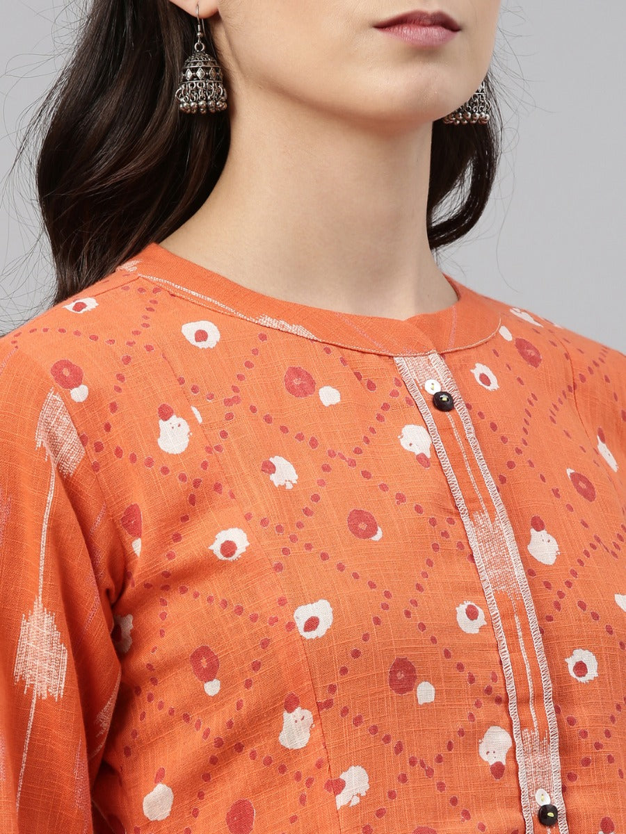 Neeru's Orange Color Cotton Fabric Tunic