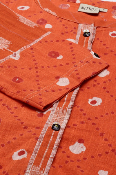 Neeru's Orange Color Cotton Fabric Tunic