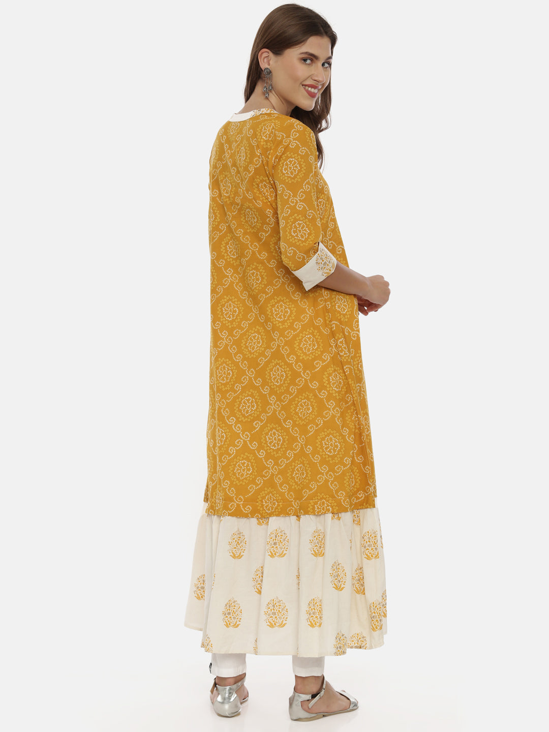 Neeru's Yellow Bandhani Anarkali Kurta