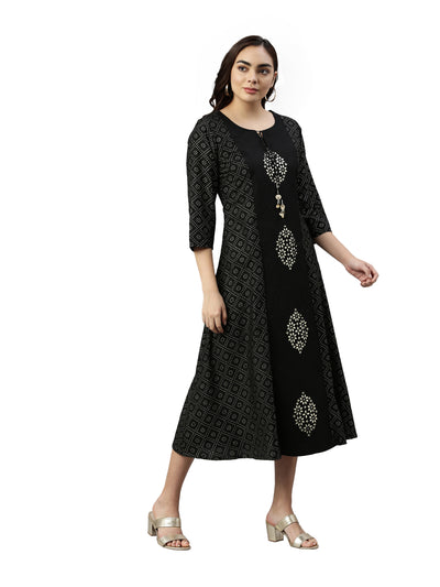 Neeru's Black Color Muslin Fabric Kurta