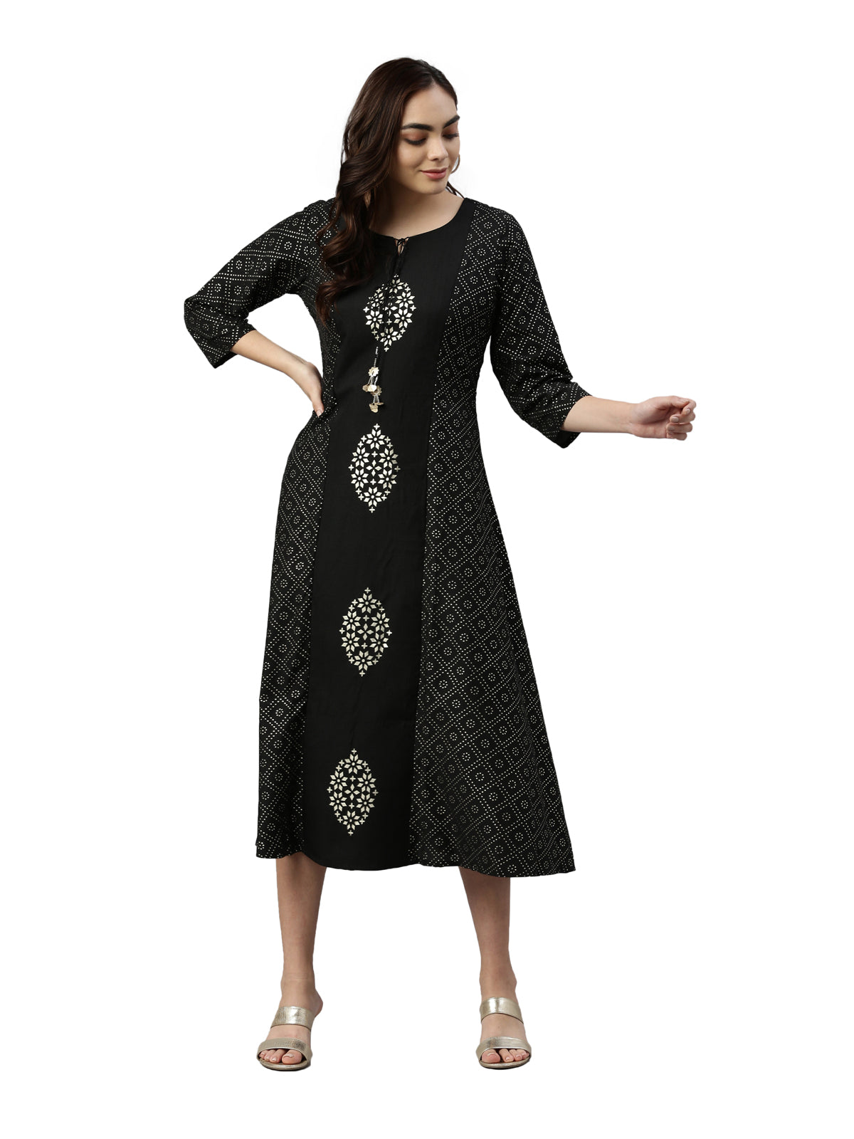 Neeru's Black Color Muslin Fabric Kurta