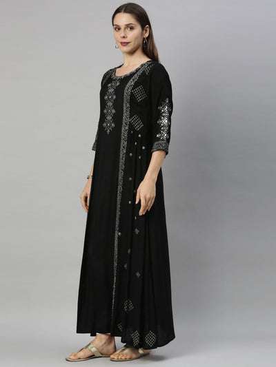 Neeru's Black Color Santoon Fabric Tunic