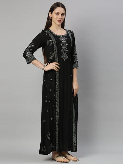 Neeru's Black Color Santoon Fabric Tunic