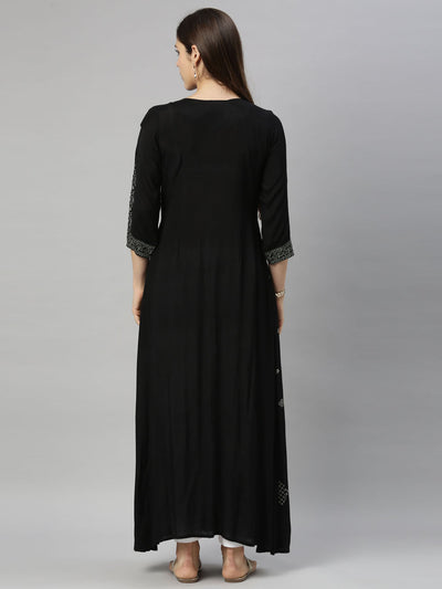 Neeru's Black Color Santoon Fabric Tunic