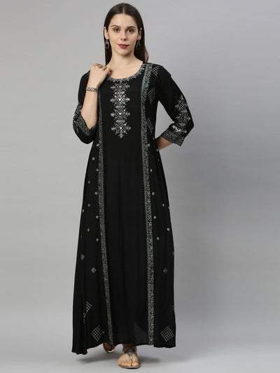 Neeru's Black Color Santoon Fabric Tunic