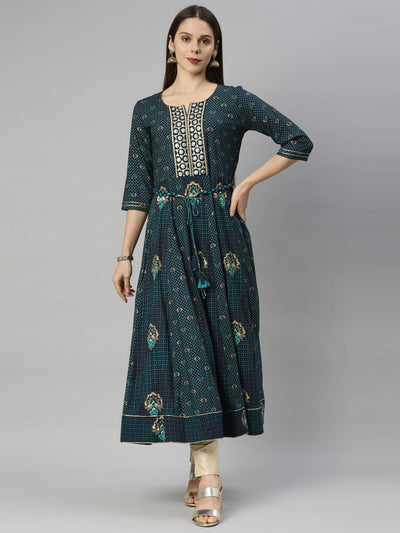 Neeru's Blue Color Slub Riyon Fabric Tunic