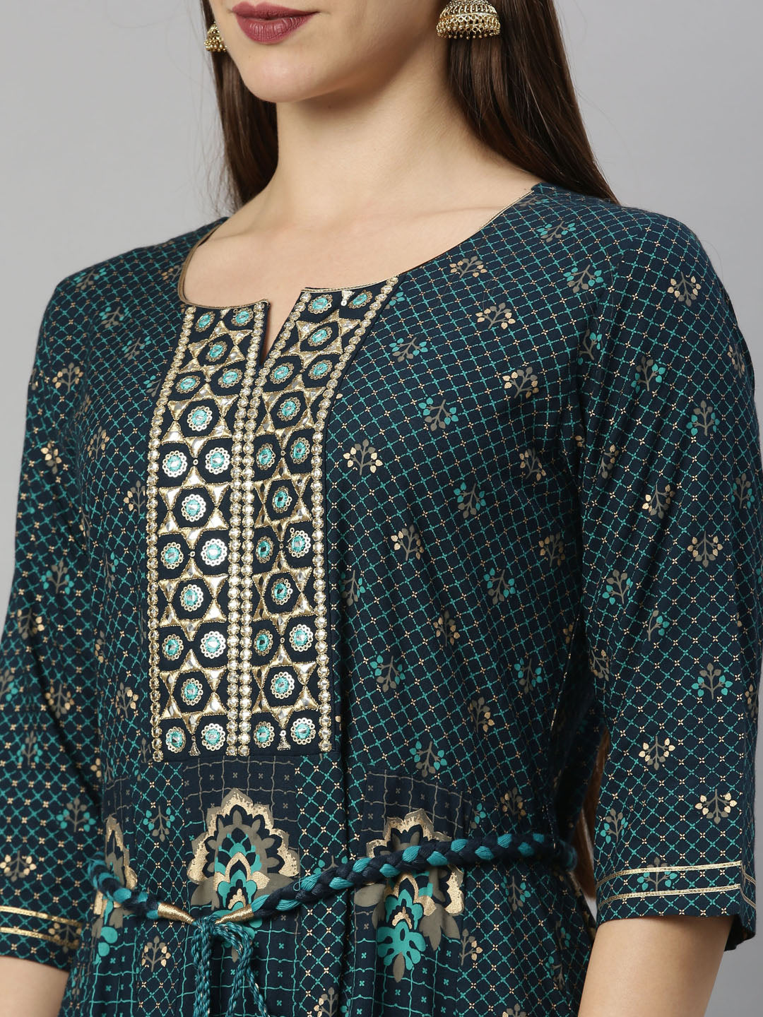 Neeru's Blue Color Slub Riyon Fabric Tunic