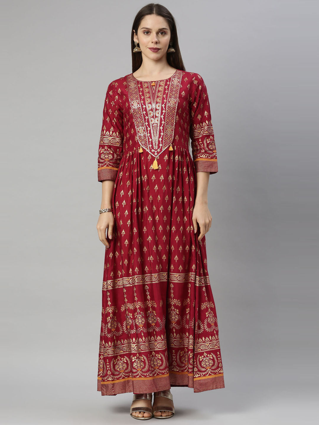 Neeru's Maroon Color Santoon Fabric Tunic