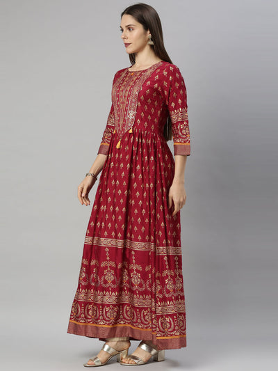 Neeru's Maroon Color Santoon Fabric Tunic