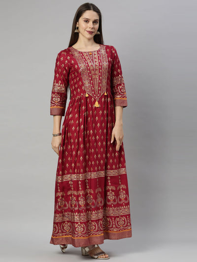 Neeru's Maroon Color Santoon Fabric Tunic