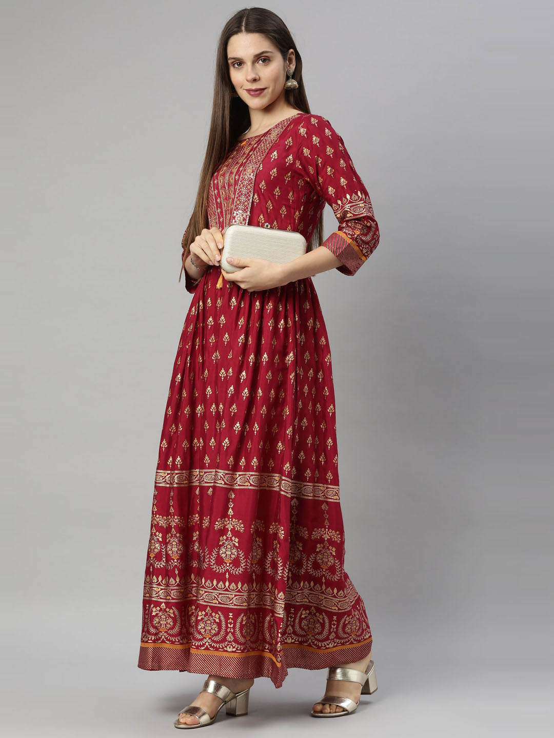 Neeru's Maroon Color Santoon Fabric Tunic